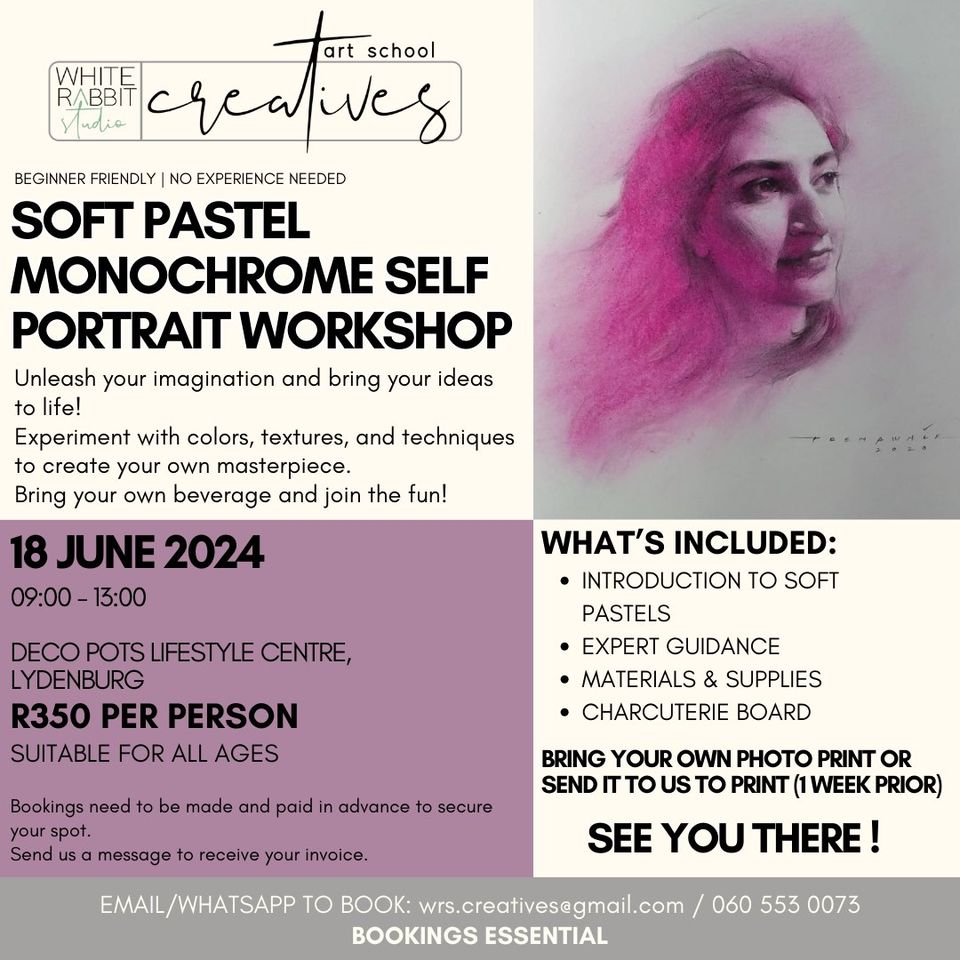 soft pastel monochrome self portrait workshop