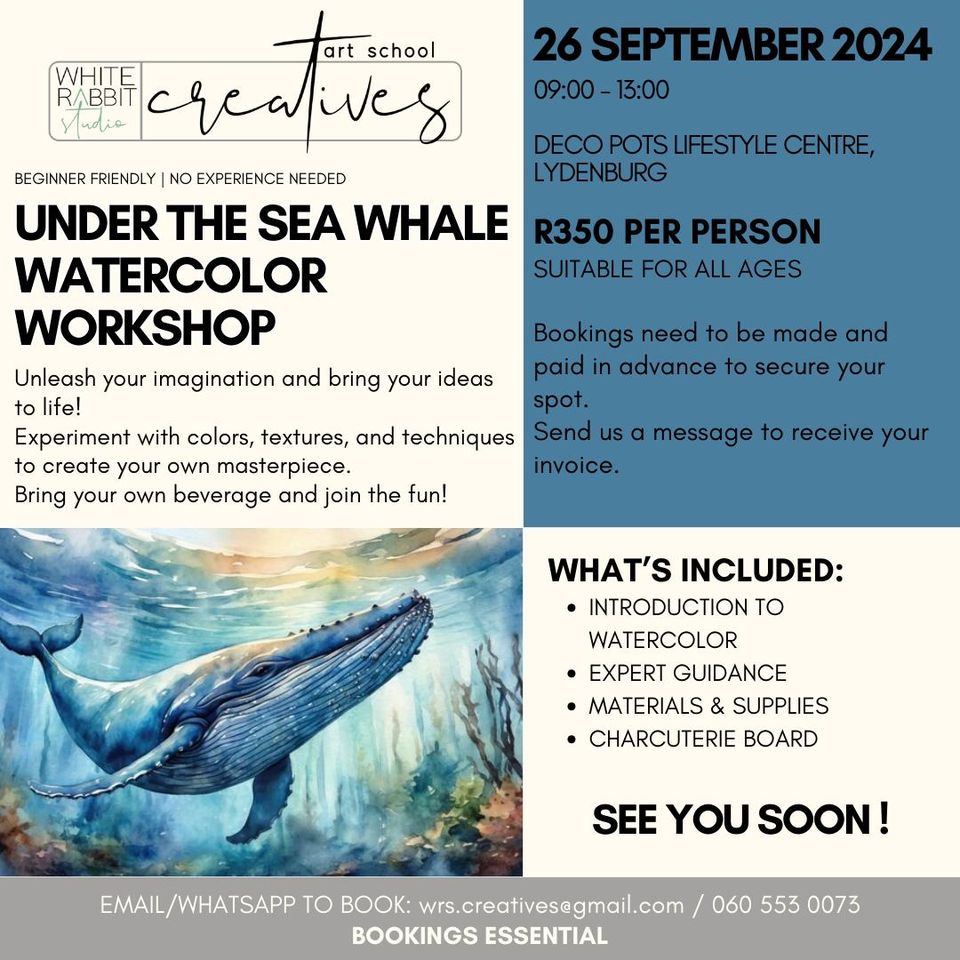 under the sea whale watercolor workshop