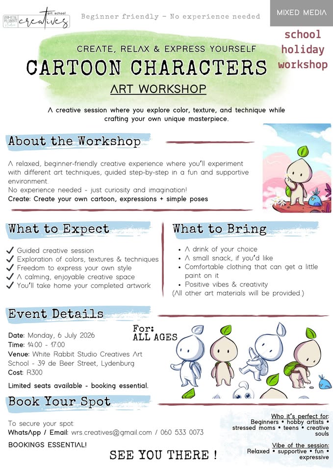 cartoon characters art workshop