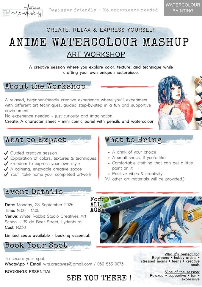 anime watercolour mashup art workshop