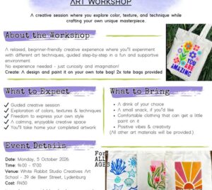 paint your own tote bag art workshop